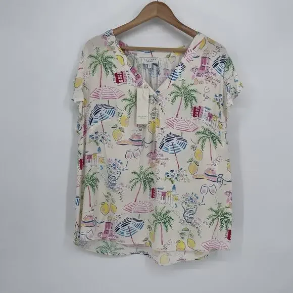 NWT Calypso St Barth Tropical Print Blouse Women’s Plus Size 1X Resort Vacation - Picture 3 of 8